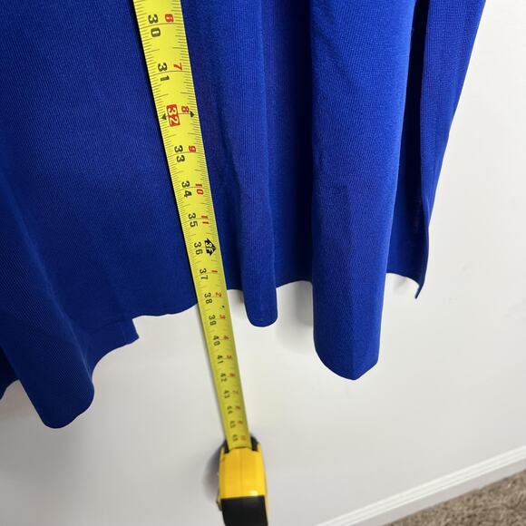 Misook Vest Womens 1X Blue Longline Open Front Duster Knit Pockets Sleeveless - Picture 9 of 10